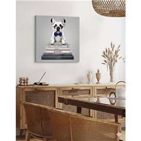 CUADRO CANVAS 40x40cm PERRO BULLDOG BLANCO 1