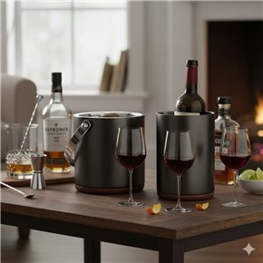 HIELERA 15CM DETALLE MADERA EXT. NEGRO MATE