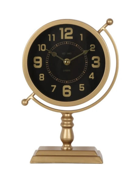 RELOJ DE MESA HIERRO D20X29X8CM NEGRO Y DORADO