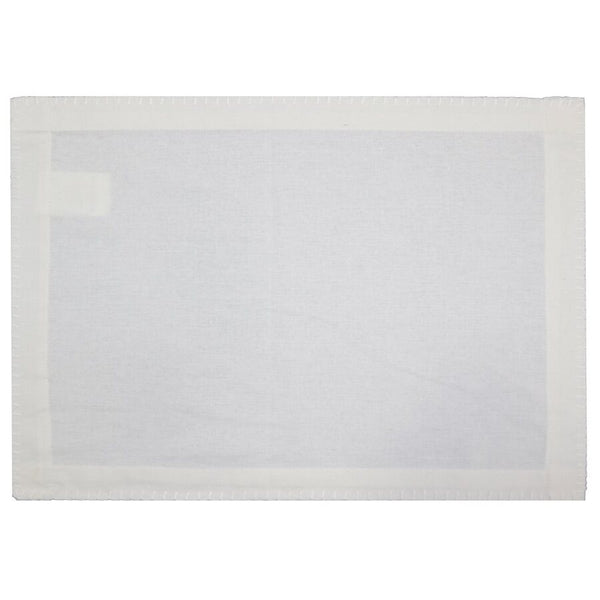 INDIVIDUAL ALGODÓN PESPUNTES 35X45CM LISO BLANCO
