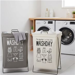 CESTO P/ROPA ARTICULADO 40X28X54CM TELA GRIS