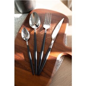 SET 24 PIEZAS CUBIERTO ACERO INOX MANGO NEGRO OSAKA