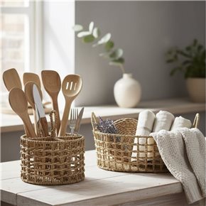 ORGANIZADOR CUBIERTOS 4 DIV. SEAGRASS D20XH14/22CM